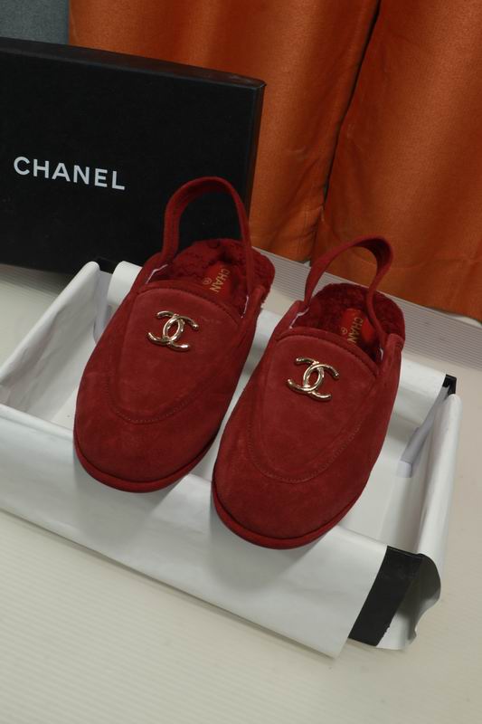 Chanel Burgundy Logo Slip-On Shoes