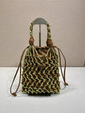 Prada Knotted Rope Bucket Bag — Khaki/Sage