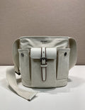 Prada Milano Canvas Crossbody Messenger Bag — Natural/White