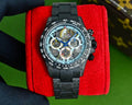 Rolex Cosmograph-Style Black Chronograph Watch with Openwork Dial