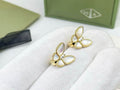 Van Cleef & Arpels Four-Petal Floral Earrings with Pearl-Like Inlays