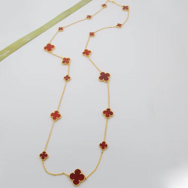 Van Cleef & Arpels Red Gold Quatrefoil Long Necklace