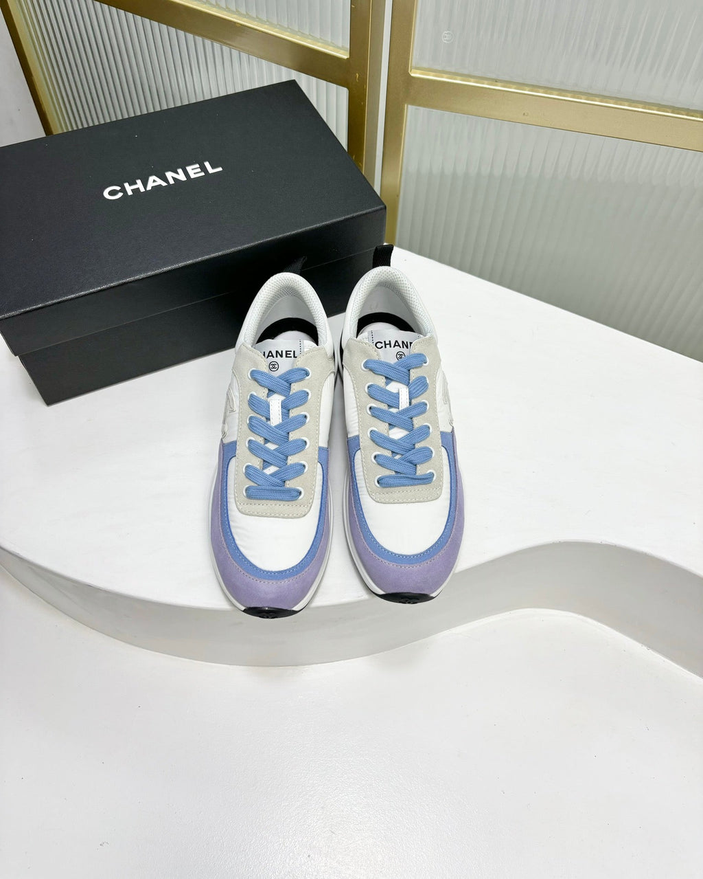 CHANEL SNEAKER IN AMETHYST PURPLE MIX GREY SUEDE
